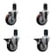 Service Caster 4'' Maroon Poly Wheel Swivel 1-5/8'' Expanding Stem Caster Set 2 Brakes, 4PK SCC-EX20S414-PPUB-MRN-2-PLB-2-158 - alternate 1